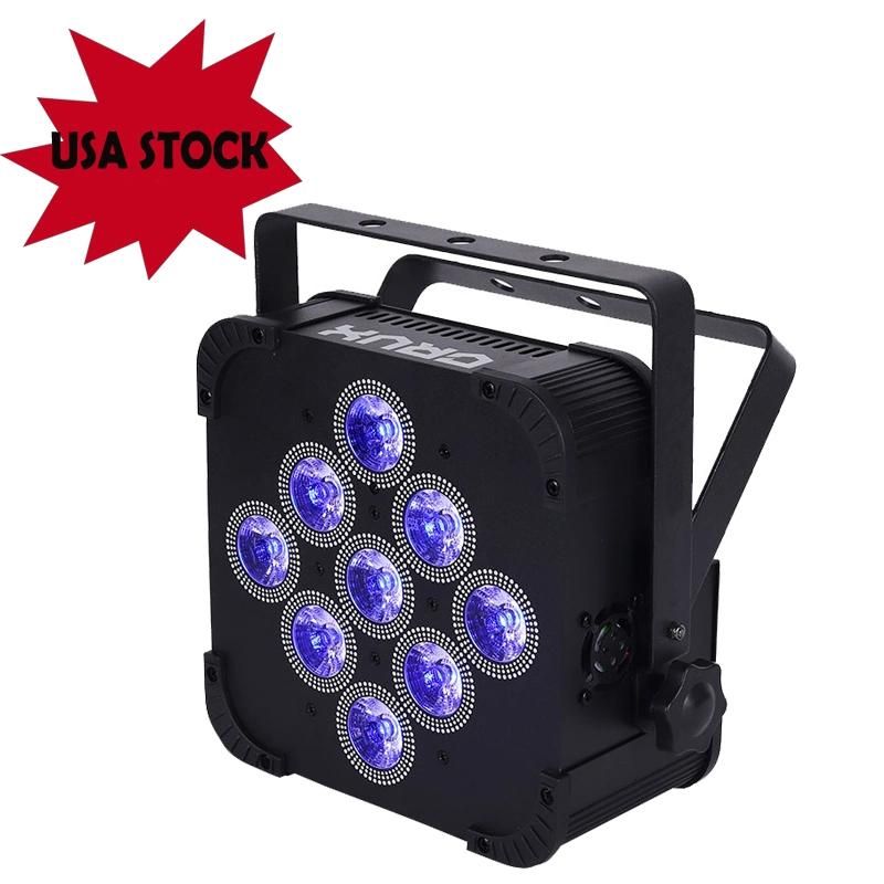 Ship From USA 9X18W Rgbaw UV Battery Powered W-DMX512 LED Stage PAR Light