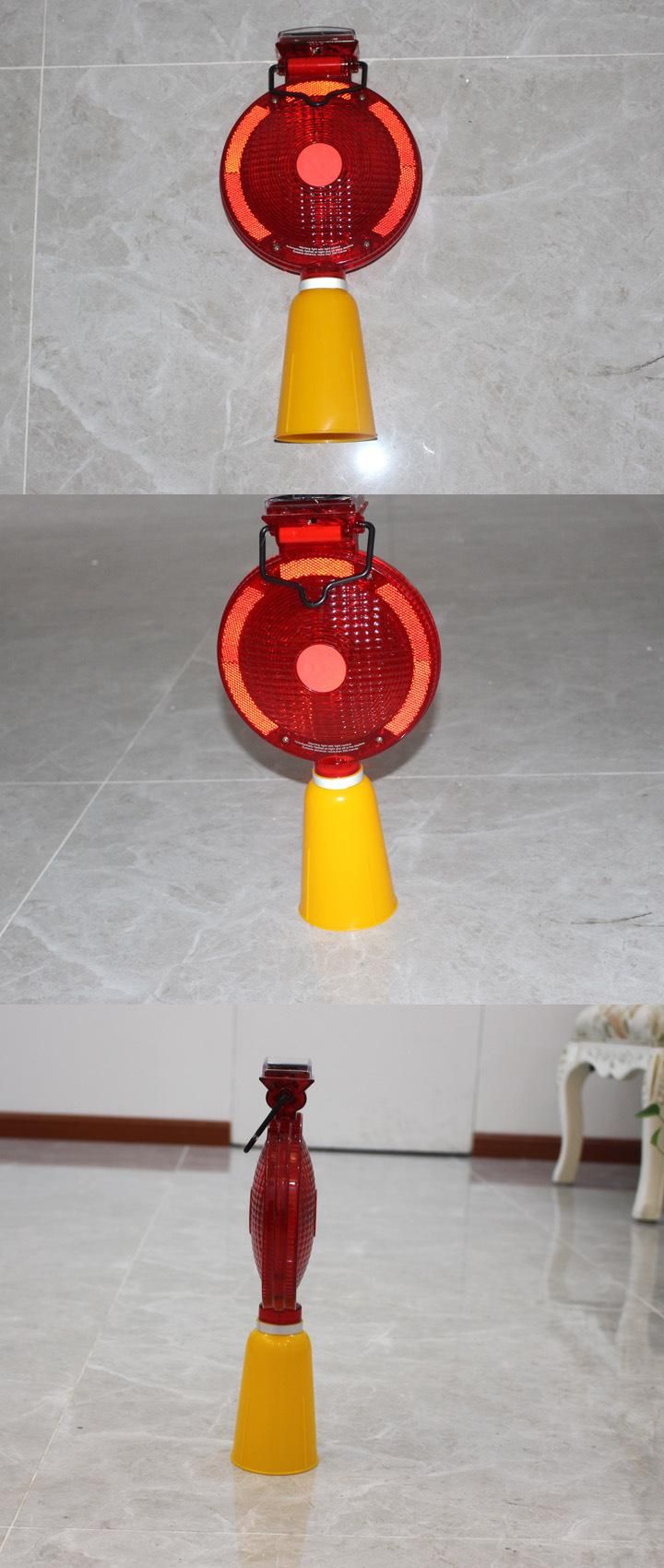 PP Material Traffic Cone Solar LED Warning Lamp