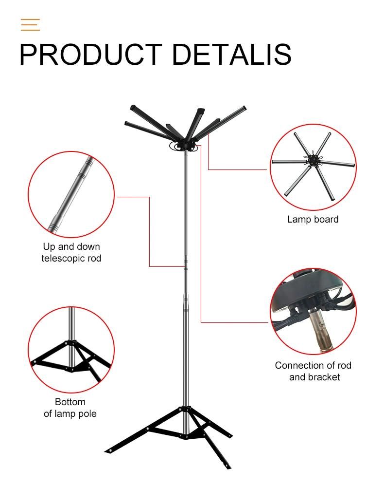 Conpex 12V Outdoor Telescopic Rod Foldable Portable Tent Lamp Outdoor LED Camping Lights