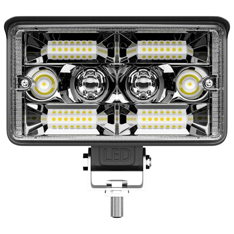 Dxz 4inch Ingot Lamp Duble Color Laser Car Strong Light Super Bright Refit in The Net Truck Headlight Fog Proof Ingot LED Work Light Flood+Spot