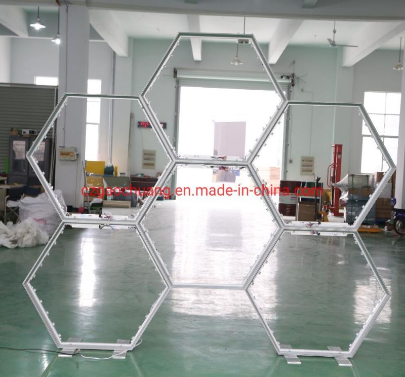 Custom Hexagon Type Tension Fabric Sign Seg Lightbox with UV Printing Graphic