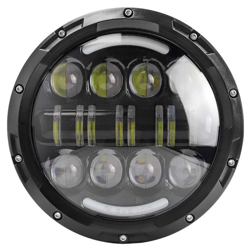 Dxz 7 Inch 16LED Headlights High Low Beam Offroad Auto Half Round Thin Type LED Headlight for Jeep Wranlger