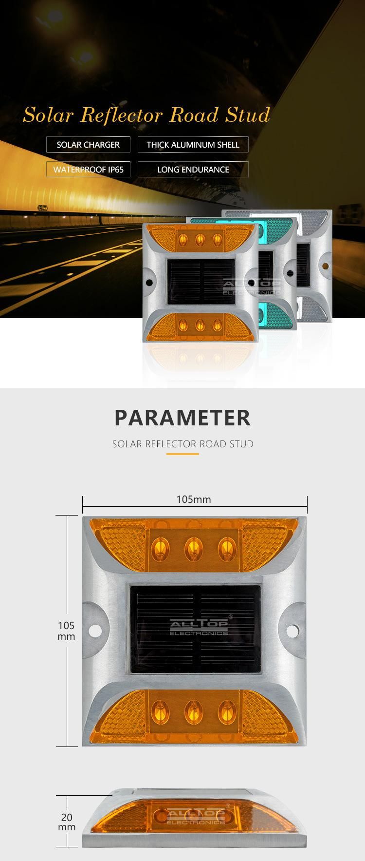 Alltop Hot Sale IP65 Waterproof Solar Charging Aluminum Outdoor Solar Road Stud LED Reflector