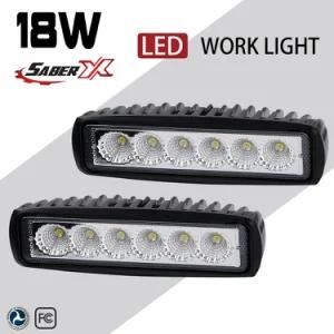 6 Inch 18W Flood Single Row Waterproof LED Work Light Bar for SUV Jeep ATV