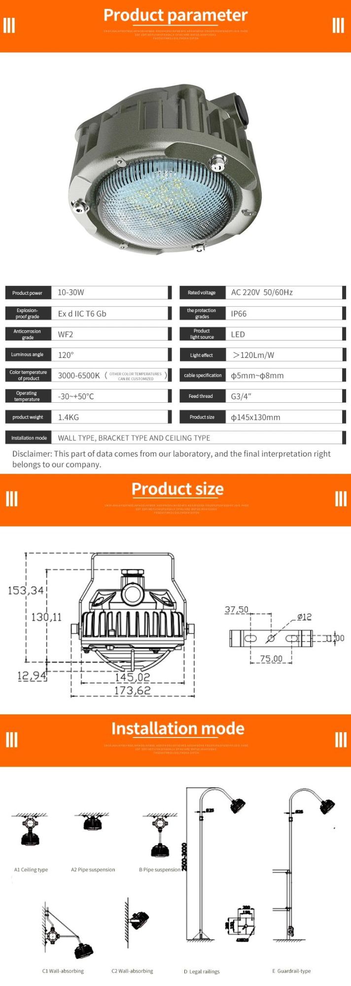 Outdoor Cid1 Explosion Hazardous Marine Wet Locations LED Explosion Proof Lighting Fixtures