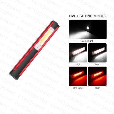 Pen Design Pocket USB COB LED Flashlight with Magnet Clip