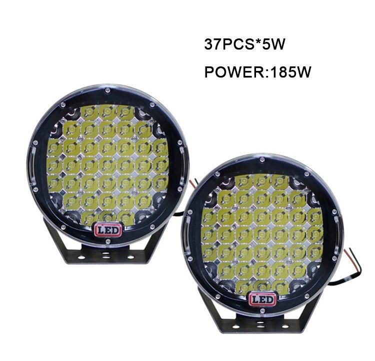 Round 9 Inch 185W LED Driving Light 4X4 Work Lights for Truck 4WD SUV ATV Car 12V 24V External Lights
