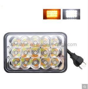 12V Dual Color White Amber Light 4X6 Waterproof LED Car Headlight Trucks