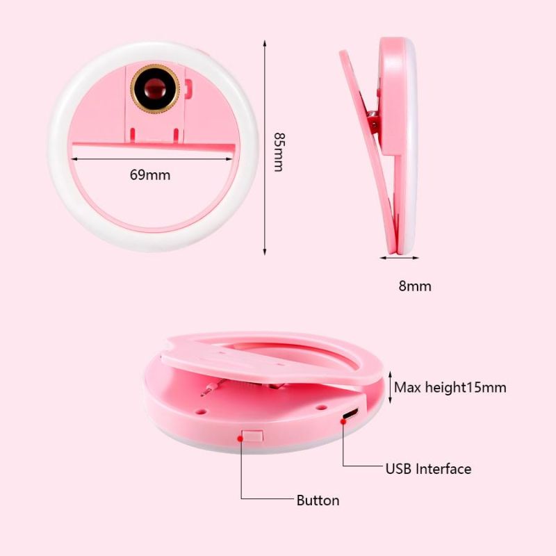 Portable USB Charging LED Phone Rechargeable Fill Selfie Ring Light Hot Sale Products