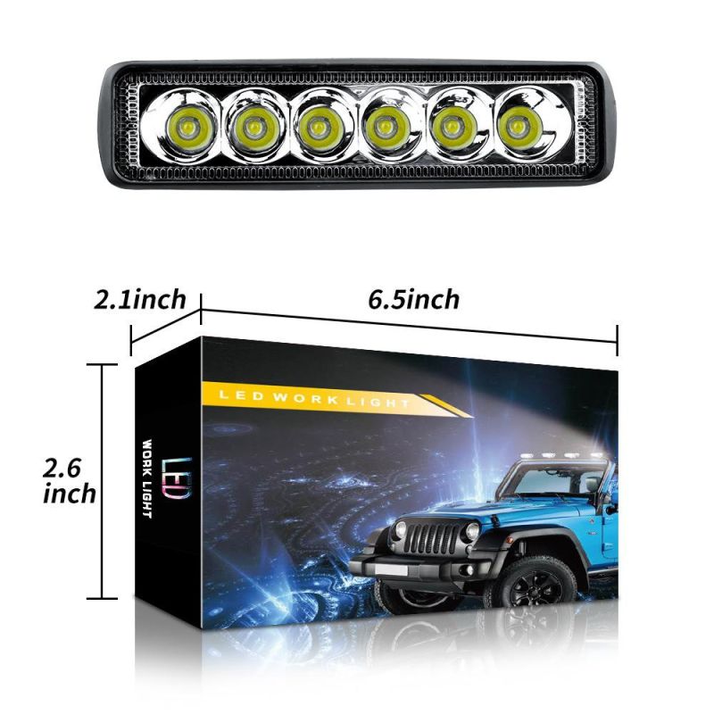 Dxz Lightbar 18W 6inch Auto LED Work Light Pods Single Row Spotlight Driving Light Foglight Boat Light ATV Car Truck off Road