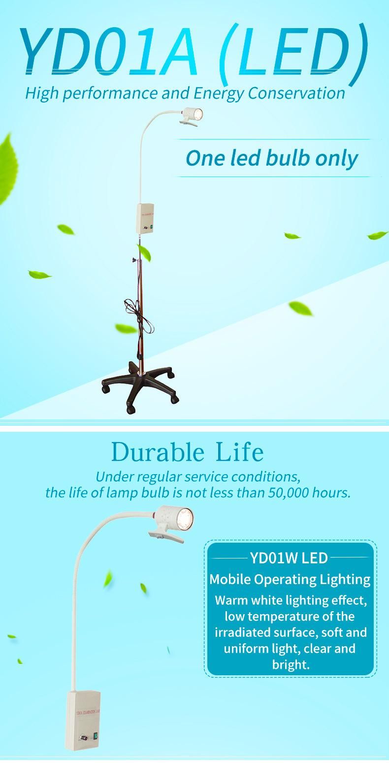 LED Medical Mobile Examination Lamp with Brake Wheels