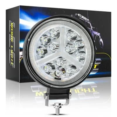 Dxz LED Tractor Lights 4inch Round 16LED Double Color Work Light with Flashing 4X4 Tractor Headlight Spotlight for Truck ATV
