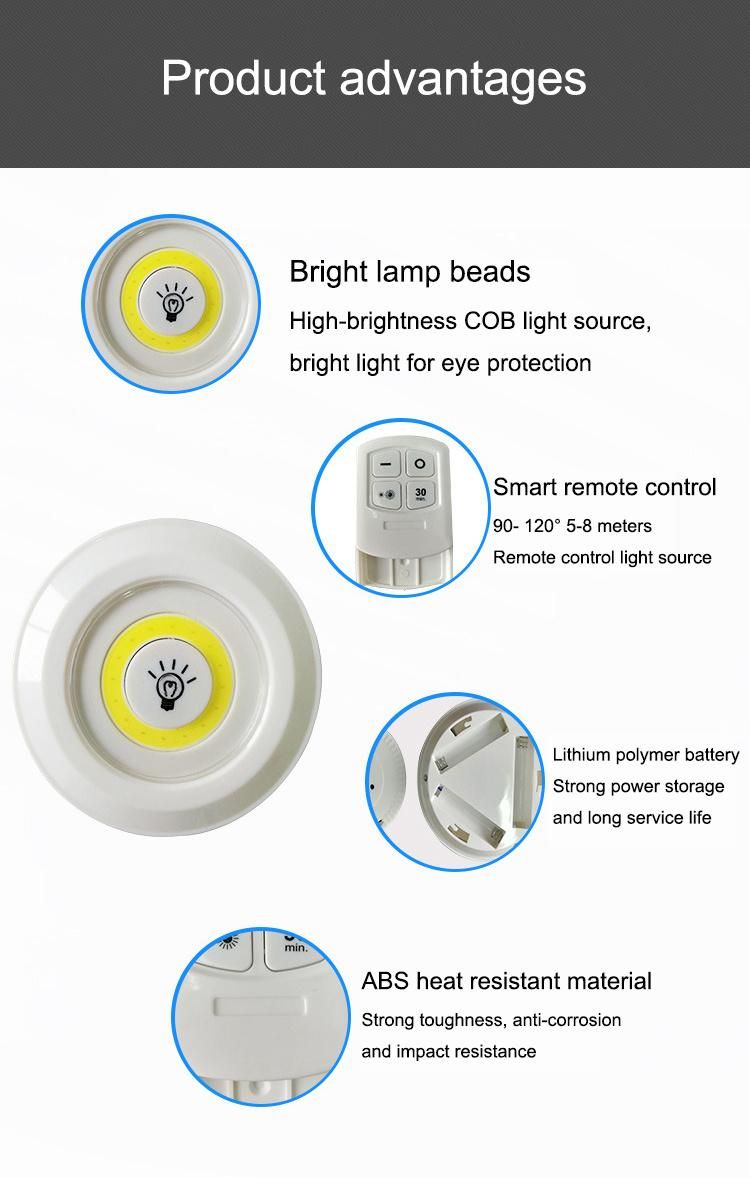 LED Cabinet Light Remote Control Night Light COB Touch Switch Wardrobe Light