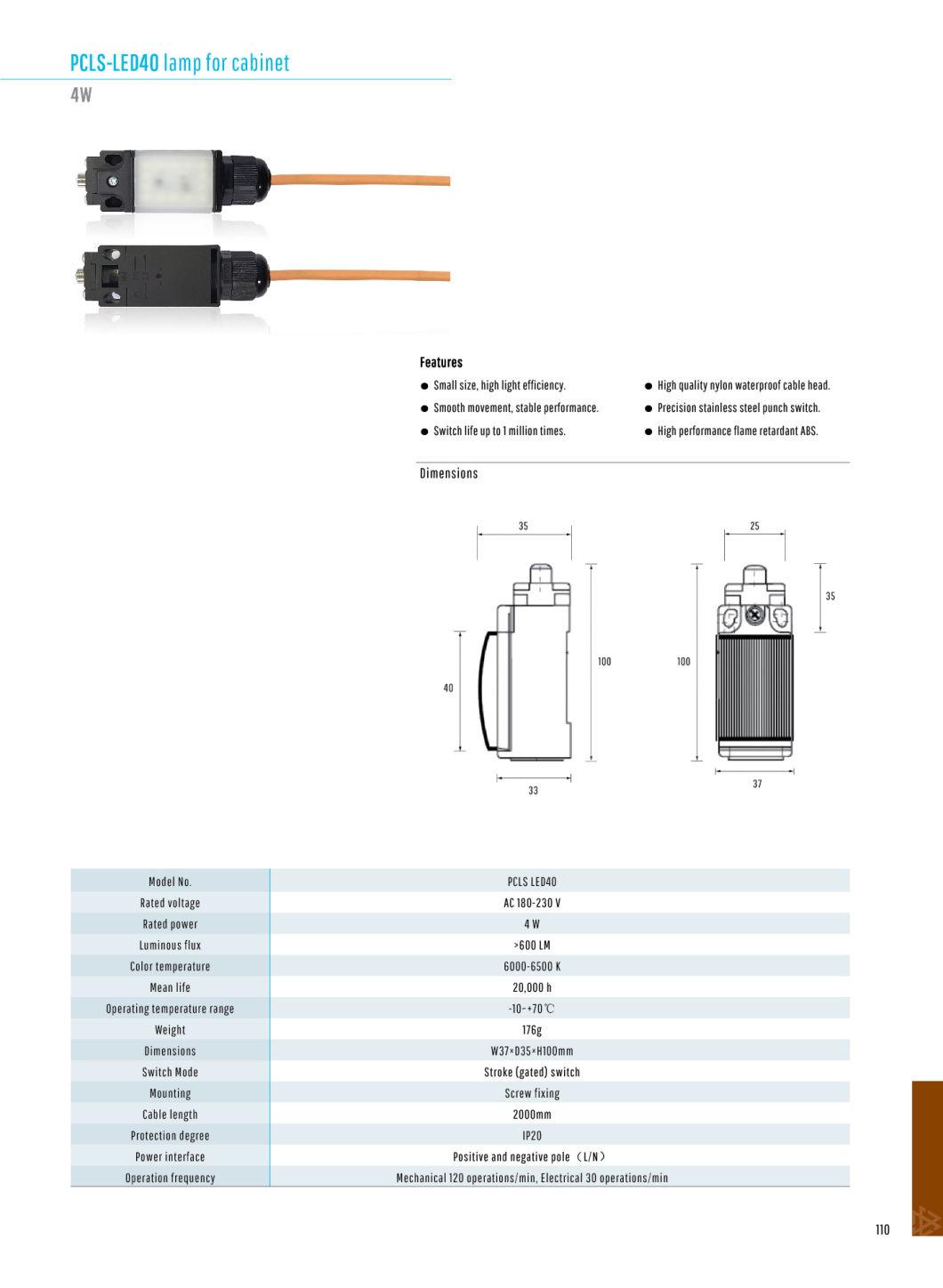 Pcl-LED40 Lamp for Cabinet with Small Size