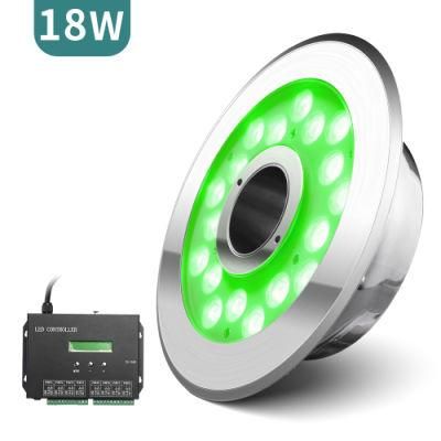 IP68 Waterproof 316 Stainless Steel RGB DMX 5 Wires Panel Control 9W DC12V LED Underwater Fountain Light