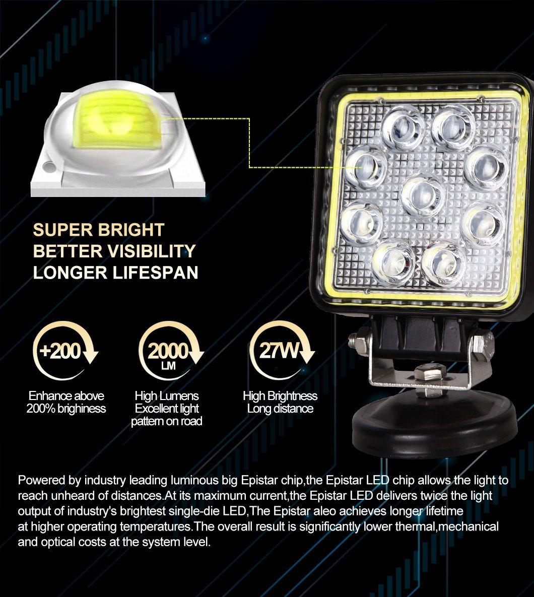 Waterproof IP68 Best Selling Super Bight Auto Offroad Work Light 27W LED Spot Light