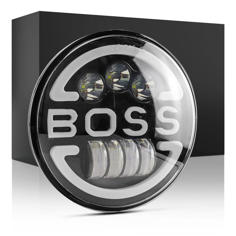 Dxz Angel Eye Daymaker Motorcycle Projector LED Headlamps RGB Round Jeep 7 Inch LED Headlight with Boss High+Low+DRL