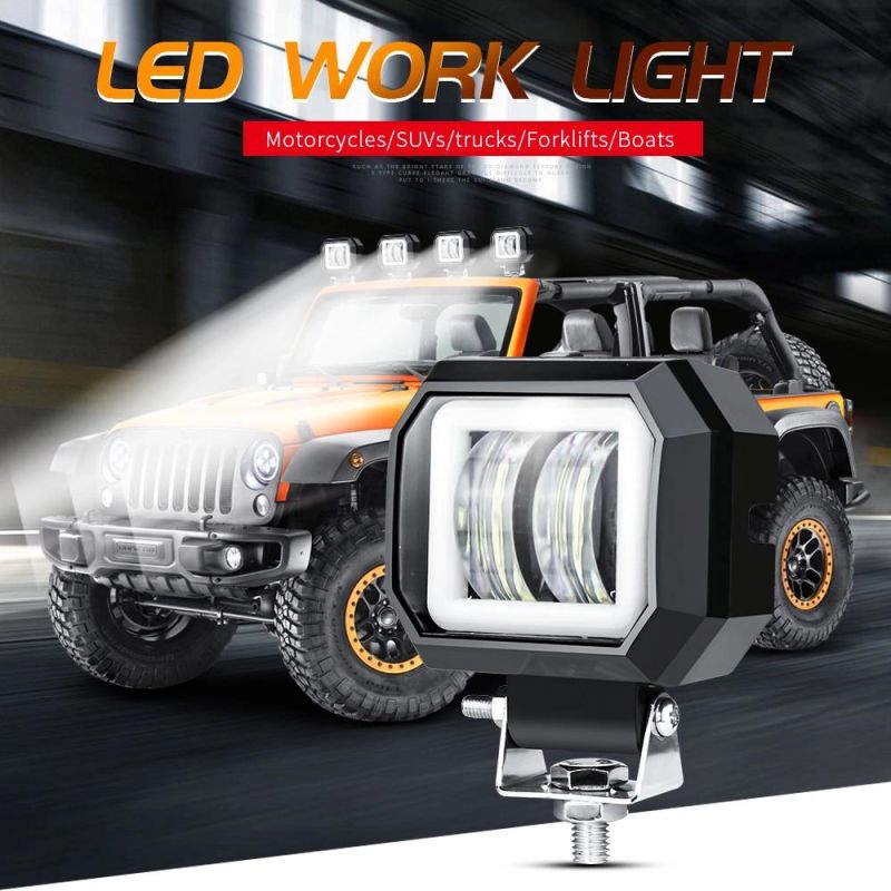 Dxz Angel Eyes Square Lamp 7D 20W LED Waterproof Light Bar Spot Light Motorcycle Offroad Car Boat LED Work Light