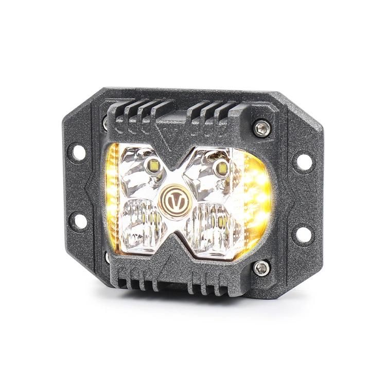 2022 New 3 Sides 4′′ LED Work Light Luces LED Truck off Road Flush Mount Side Shooter Strobe White&Amber Car Work Lamp