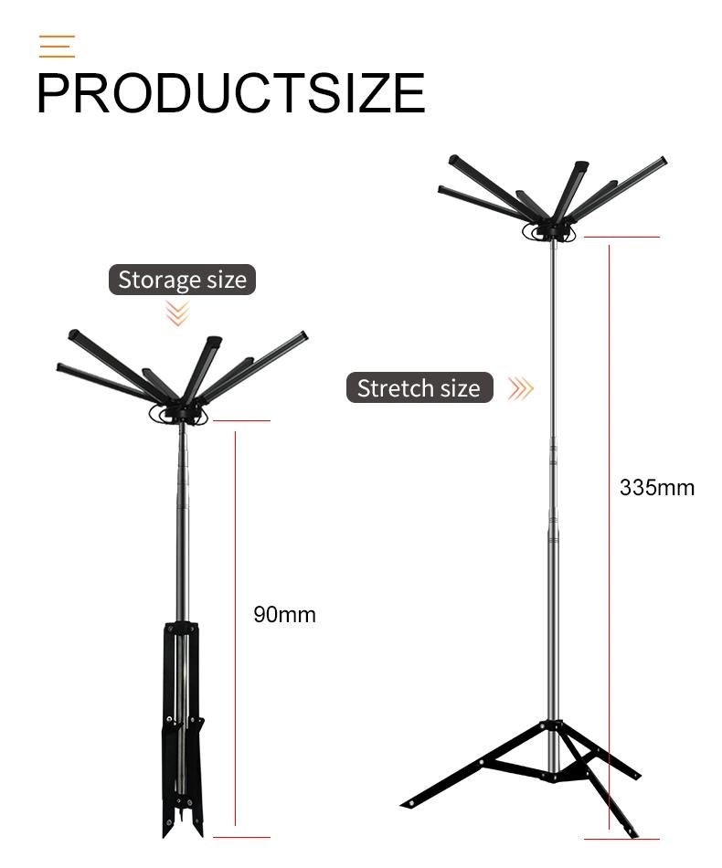 Conpex 12V Outdoor Telescopic Rod Foldable Portable Tent Lamp Outdoor LED Camping Lights