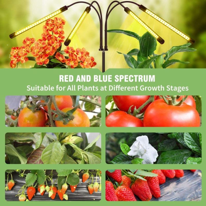 80W Full Spectrum Plant LED Grow Lights for Indoor Plants with Tripod Stand,Adjustable Gooseneck 15-55inch,10 Dimmable Brightness, 4/8/12h Timer, 4 Switch Modes