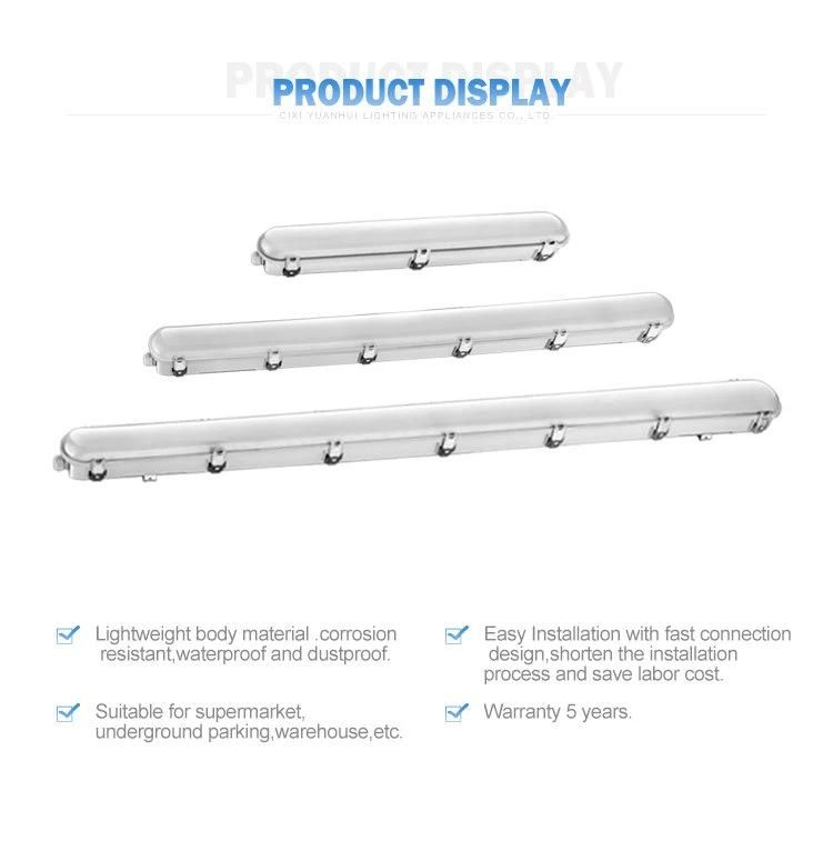 UL ETL High Brightness Train Station 50000h Working Lifetime 1200mm 60W LED Tri-Proof Light