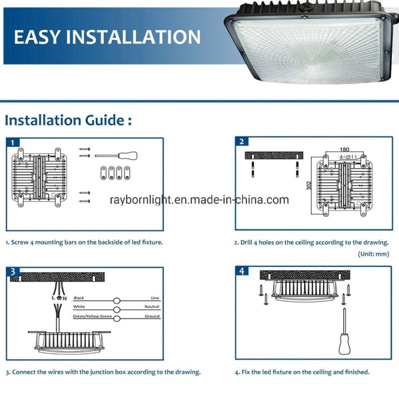 Recessed Pendant 100W 80W LED Canopy Light for Gas Station Lighting