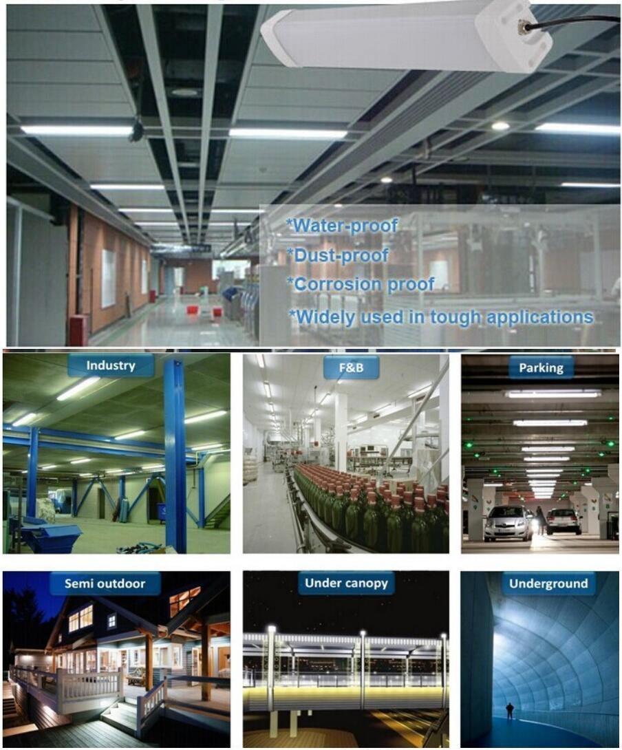 IP65 Waterproof LED Linear Tube Fixture 1.2m 60W Tri-Proof Light