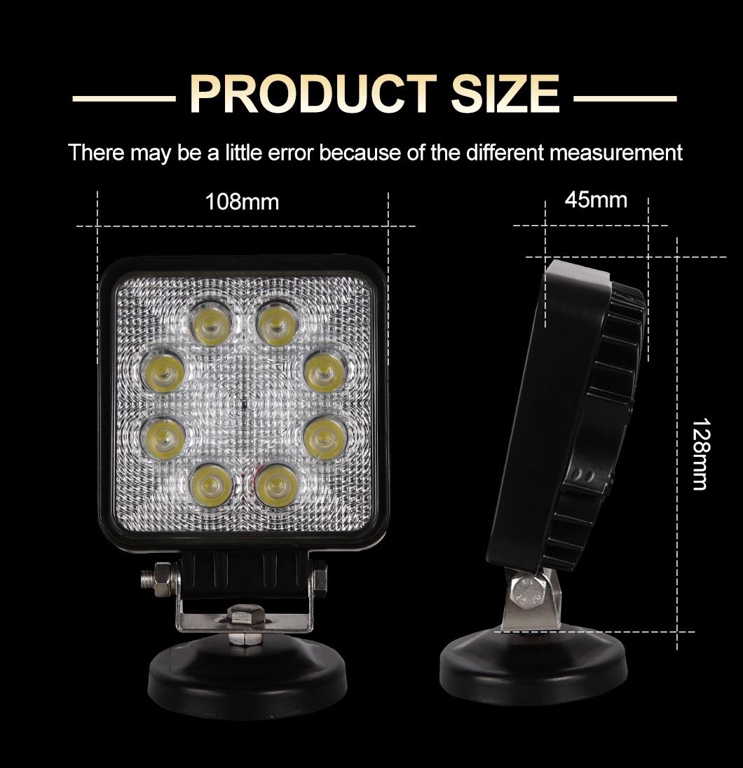 27W Flood Beam LED Work Light 24V 12V LED Tractor Work Lights for off Road 4X4 Car ATV Boat off Road Spot Beam Fog Lamp