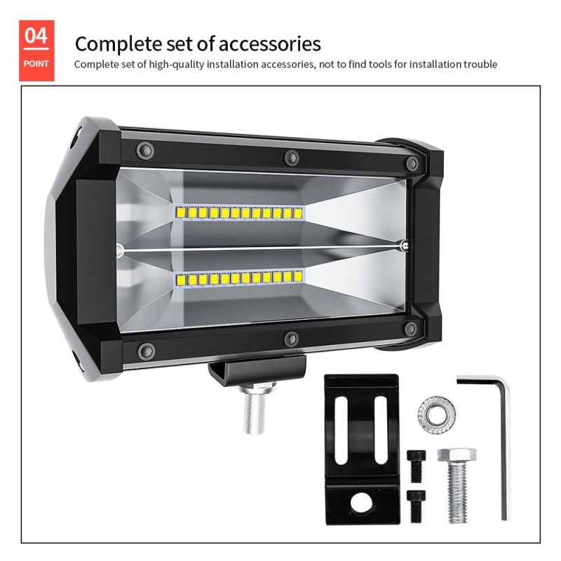 Dxz Floodlight Bar 5inch 24LED 72W 2 Row High Power Double Row 3030 Truck LED Work Light Bar for Car