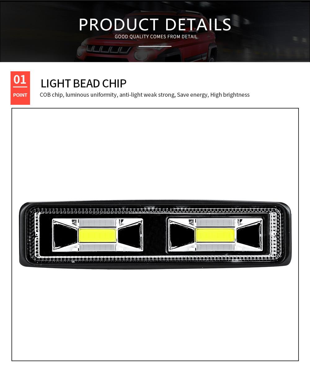 Dxz LED Work Light Bar 6 Inch COB 48W White Waterproof Fog Lamp for Driving Offroad Boat Car Tractor Truck 4X4 SUV