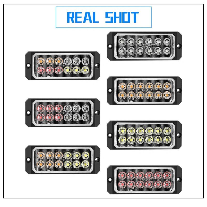 Dxz 12V 24V 12 LED Flash Lamp Vehicle Truck Side Marker Emergency Beacon Lights LED Strobe Warning Light