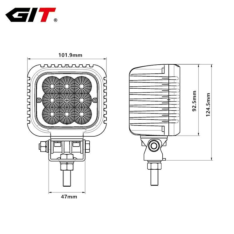 Hot Sale Osram 4inch 45W Square Emark Spot Flood LED Work Light for Offroad Truck Tractor Car 4X4