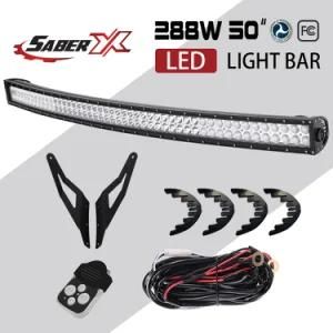 50 Inch 288W Curved Offroad LED Light Bar with Windshield Mounting Brackets