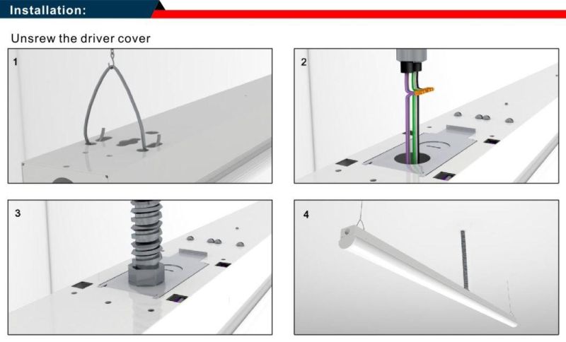 UL Dlc 5 Years Warranty High Lumen 4FT 24W/32W/40W 160lm/W 130lm/W Linkable LED Shop Light LED Linear Strip Light