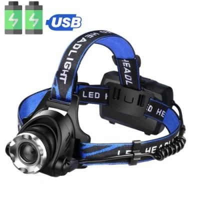 Ts Lighting USB Rechargeable Red Safety Light Headlamp with LED T6 Head Lights 18650 Lithium Head Lamps