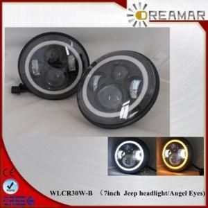 7inch 30W CREE LED Jeep Headlight with Angel Eyes-Hi/Low Beam