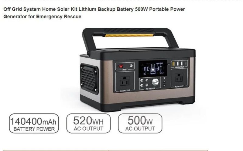 Solar System Inverter 500W All-in-One Rechargeable Solar Energy Charging Station Multi-Purpose Output