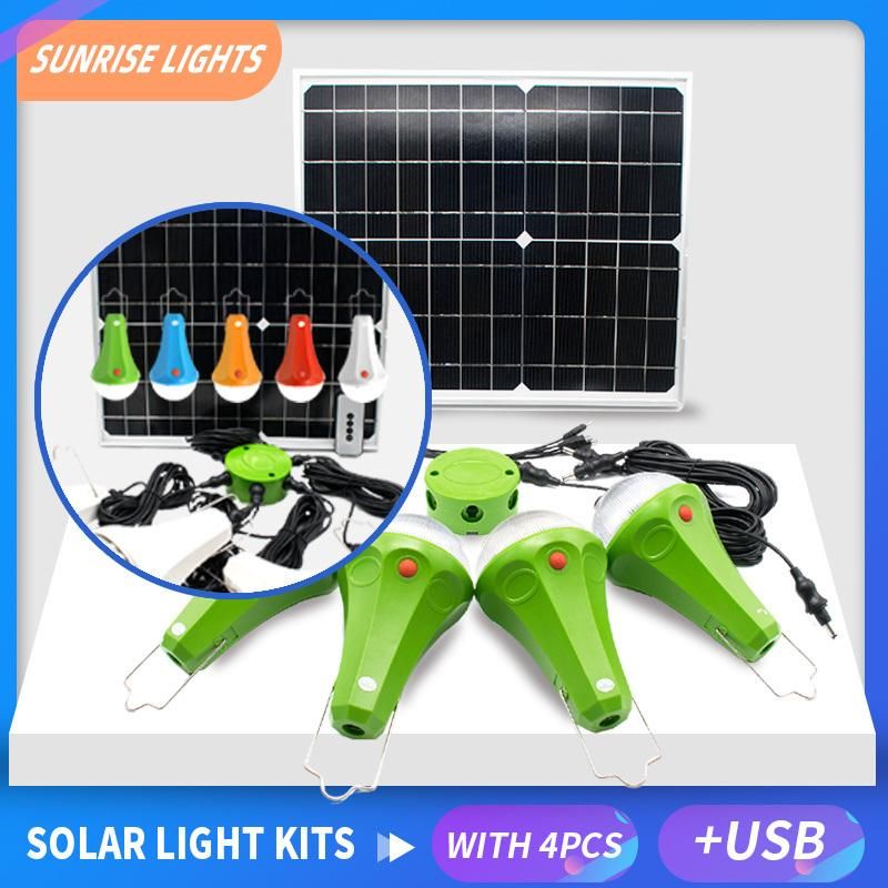 Home Solar Power System Light Kit with 5200mAh Battery Camping House Outdoor Lighting