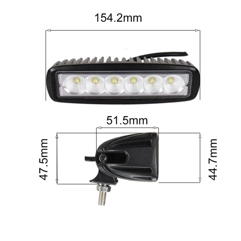 6 Inch 18W 48W 60W LED Bars Combo Spot Lamp Driving Work Light for 4X4 Atvs Truck Car