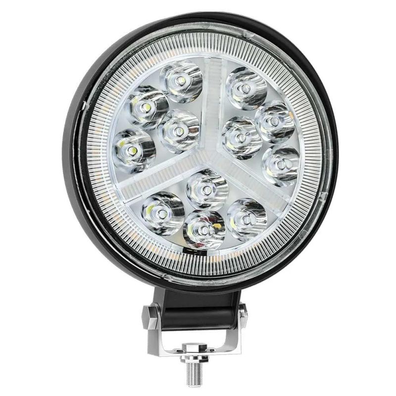 Dxz LED Tractor Lights 4inch Round 16LED Double Color Work Light with Flashing 4X4 Tractor Headlight Spotlight for Truck ATV