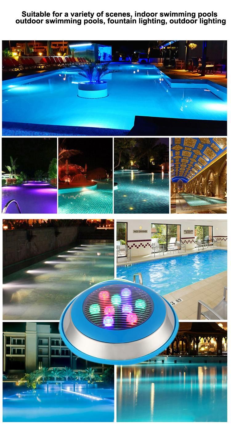 RGB 9W LED Swimming Pool Light Surface Mounted Underwater Light with Remote Controller