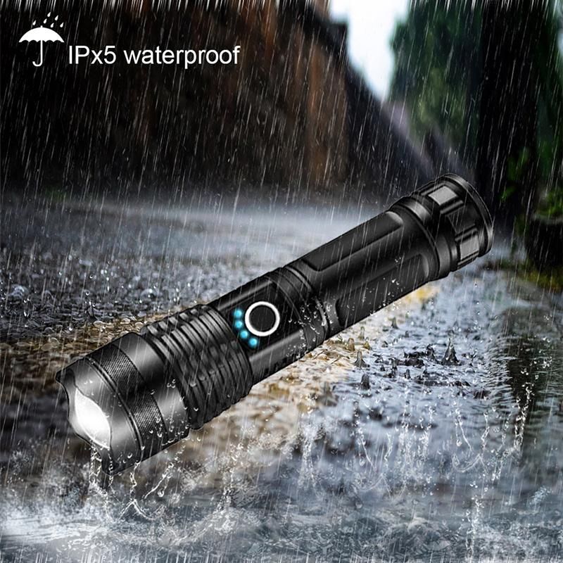 Outdoor 3000 High Lumens Tactical Flashlights with 18650 Battery Camping Hiking USB Rechargeable Zoomable LED Flashlight