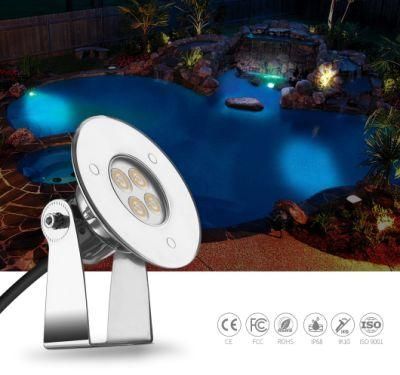 White Color Ik10 Tempered Glass Cover 5W SS316L LED Underwater Lights Lamp