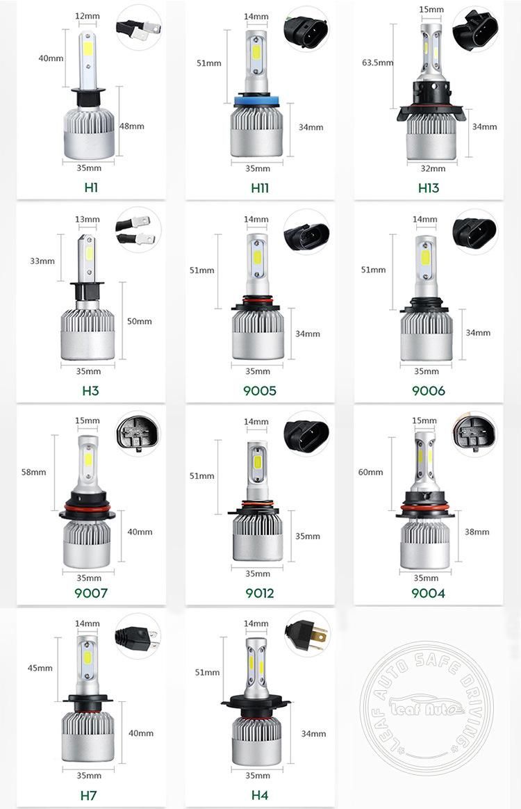 Focos LED S6 LED H1 H3 H7 H4 H13 H11 9004 880 9007 S2 Car Headlight Bulbs Luces LED S2 72W 8000lm Auto Headlight S2