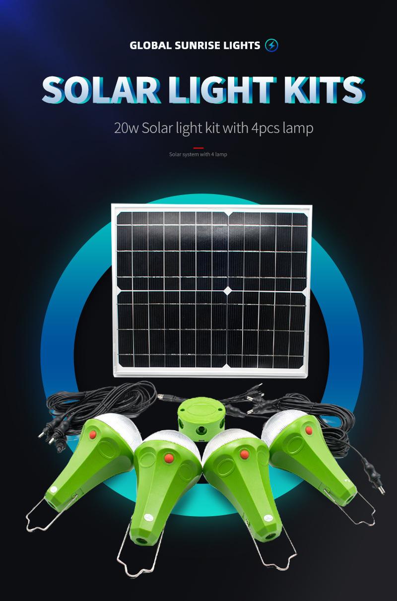 Household Mini Solar Power System Light Kit 4 Colors Bulbs Working Time