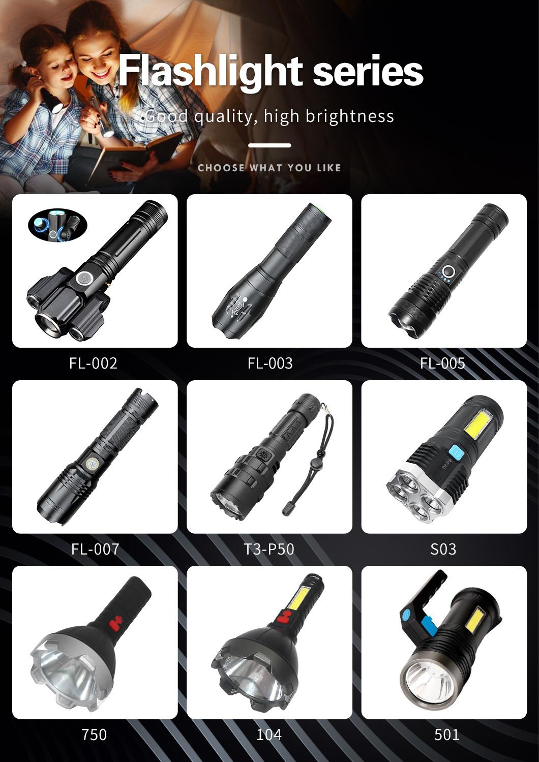 USB Rechargeable Water Proof Outdoor Camping Search and Work LED Flashlight with Zoom in and Zoom out Function