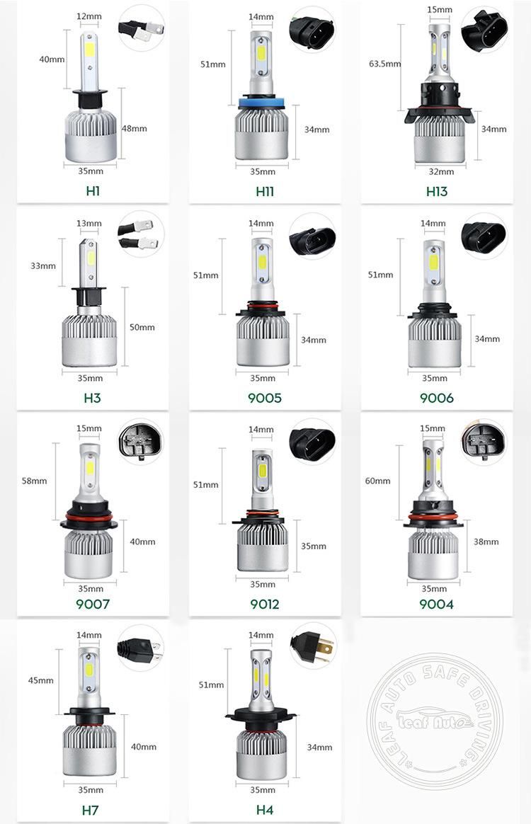 Focos LED S6 H7 H11 H8 Hb4 H1 H3 9005 Auto S2 Car Headlight Bulbs 72W 8000lm Luces LED H4 6500K LED Headlight S2