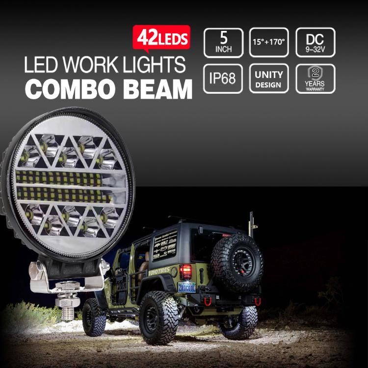42 LEDs 5 Inch off-Road Epistar 3030 CREE 4X4 Super Bright High Power LED Work Light Auto Lamps Car LED Auxiliares Auto Moto Alta Baja Faro LED