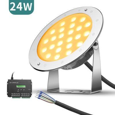 Manufacturers 24W 5 Wires DMX512 Control RGB LED Underwater Light with Ik10 IP68